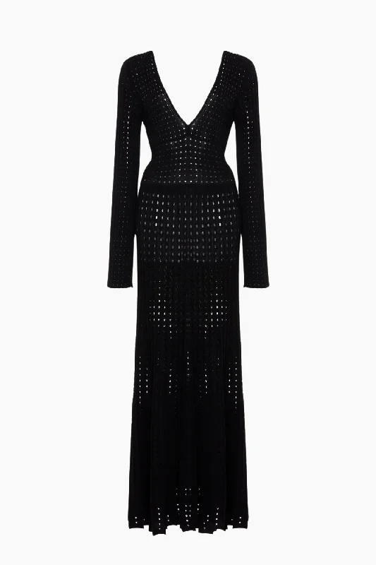 High - waisted women jeans for a flattering silhouetteA.W.A.K.E Mode Perforated Knit Dress - Black