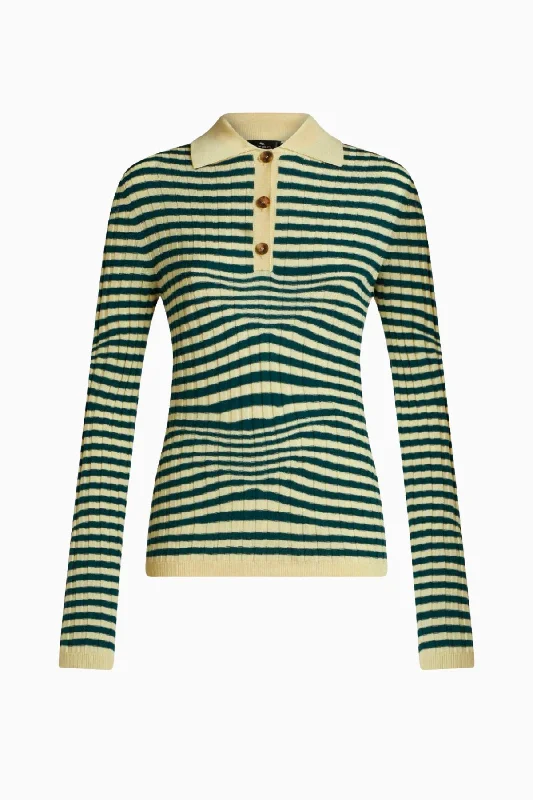 Washed - Out Denim Top for a Vintage AestheticEtro Striped Knitted Polo Jumper - Green Washed - Out Denim Top for a Vintage AestheticEtro Striped Knitted Polo Jumper - Green