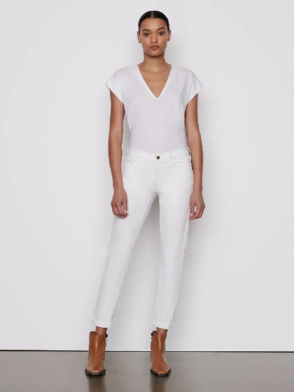 Colored women jeans in vibrant hues like red and yellowFrame Le Garcon - Blanc