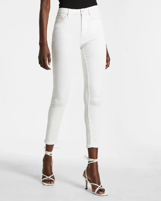 Colored women jeans in vibrant hues like red and yellowHI N WASTED BLANC