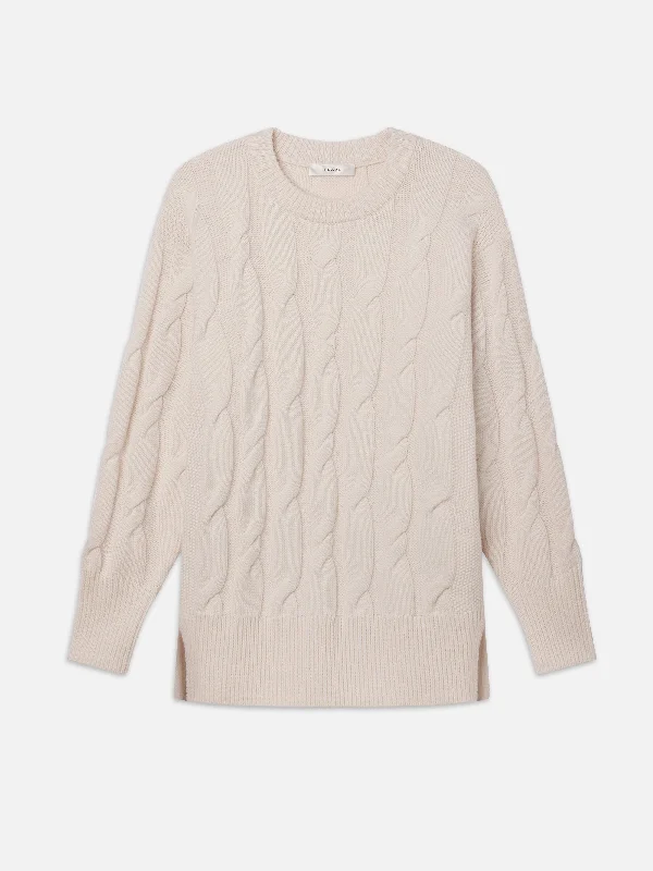 Denim Top with a Floral Print for a Feminine TouchOversized Cable Knit Sweater -- Cream Denim Top with a Floral Print for a Feminine TouchOversized Cable Knit Sweater -- Cream