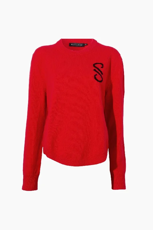 Ripped Denim Top for a Rebellious Fashion StatementProenza Schouler Harrison Monogram Sweater - Red Ripped Denim Top for a Rebellious Fashion StatementProenza Schouler Harrison Monogram Sweater - Red