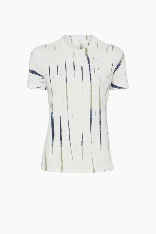 Denim Top with a Belted Waist for a Defined SilhouetteProenza Schouler White Label Finley Tie Dye T-Shirt - White/ Navy/ Olive Denim Top with a Belted Waist for a Defined SilhouetteProenza Schouler White Label Finley Tie Dye T-Shirt - White/ Navy/ Olive