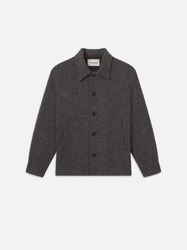 Wide - leg women jeans for a modern and relaxed vibeTweed Shirt Jacket -- Heather Brown