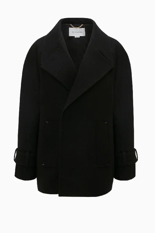 Button - Down Denim Top with a Classic DesignVictoria Beckham Oversized Pea Coat - Black Button - Down Denim Top with a Classic DesignVictoria Beckham Oversized Pea Coat - Black