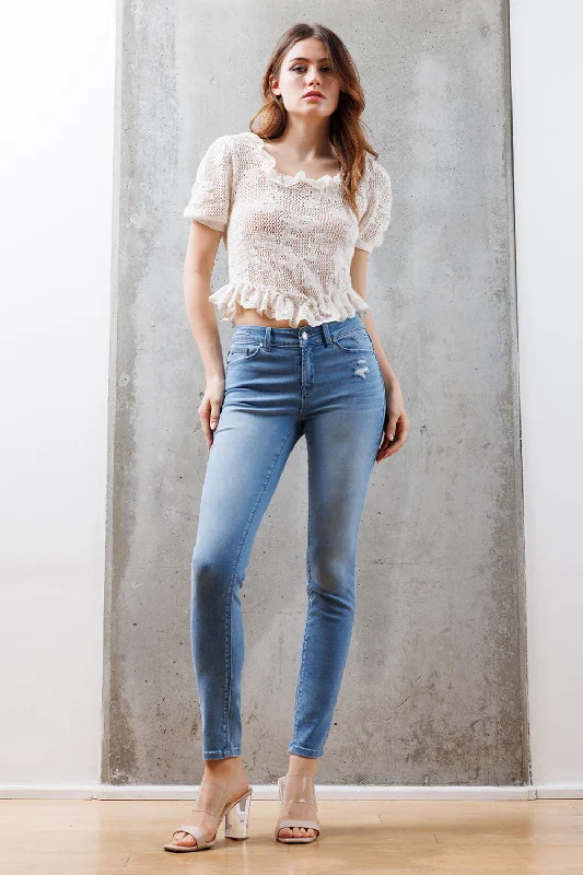 Plus - Size Denim Top for a Comfortable and Stylish FitMid Rise Destructed Skinny Jeans Plus - Size Denim Top for a Comfortable and Stylish FitMid Rise Destructed Skinny Jeans