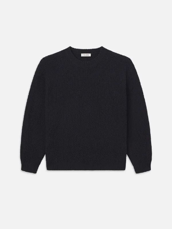 Plus - size women jeans for a comfortable and stylish fitWool Cashmere Textured Sweater  -- Dark Navy