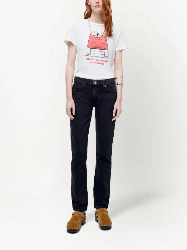 Women's pants with quick - dry fabric Button - fly women jeans with a traditional touch 70S Low-Rise Straight-Leg Jeans In Black