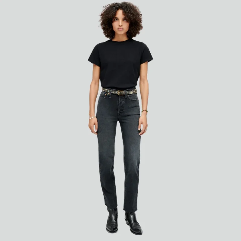 Women's kids - inspired printed pants Colored women jeans in vibrant hues like red and yellow 70s Stove Pipe Jeans (Washed Noir) Women's kids - inspired printed pants Colored women jeans in vibrant hues like red and yellow 70s Stove Pipe Jeans (Washed Noir)