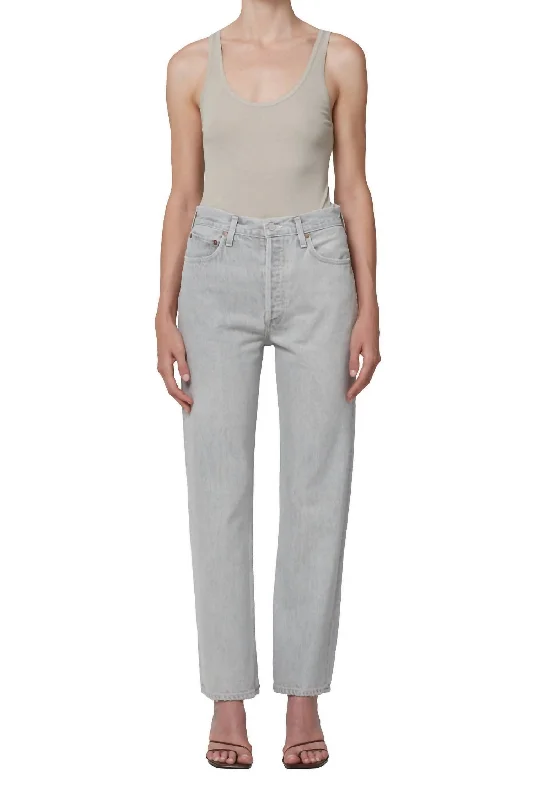 Women's striped business pants Bootcut women jeans to complement various shoe styles 90's Pinch Waist High Rise Jeans In Rain Women's striped business pants Bootcut women jeans to complement various shoe styles 90's Pinch Waist High Rise Jeans In Rain