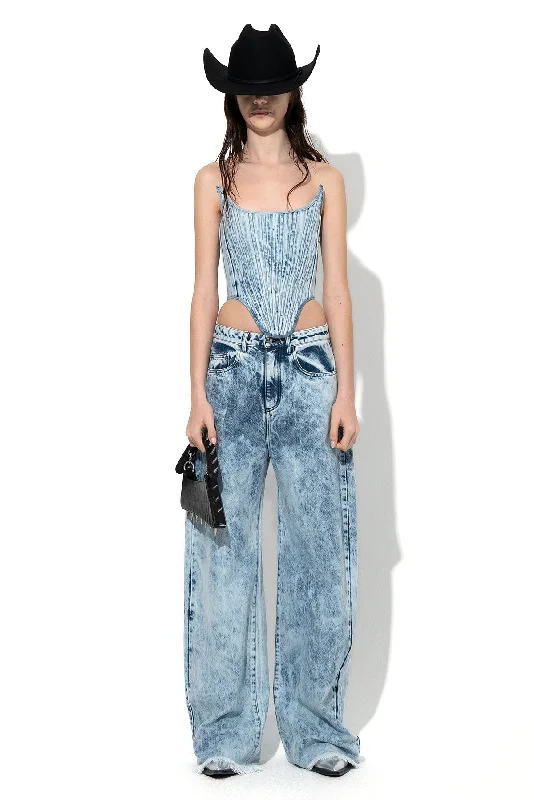 Women's tall - length straight pants Skinny women jeans with a form - fitting design ACID WASH DENIM BOYFRIEND TROUSERS