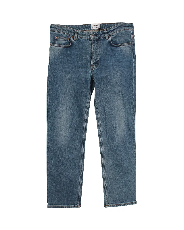 Women's two - piece pant set Ripped women jeans for a rebellious and fashion - forward style Acne Studios Row Straight Cut Jeans in Blue Cotton Denim Women's two - piece pant set Ripped women jeans for a rebellious and fashion - forward style Acne Studios Row Straight Cut Jeans in Blue Cotton Denim