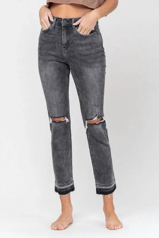 Women's elastic - waist lounge pants Acid - wash women jeans with a retro finish Ashton Jeans In Black Washed Women's elastic - waist lounge pants Acid - wash women jeans with a retro finish Ashton Jeans In Black Washed