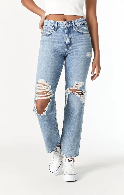 Women's flared office pants Ripped women jeans for a rebellious and fashion - forward style Barcelona Wide Leg Jeans In Denim