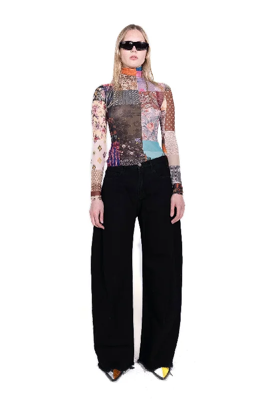 Women's straight - leg lounge pants Mom jeans for a nostalgic and casual look BLACK BOYFRIEND TROUSERS