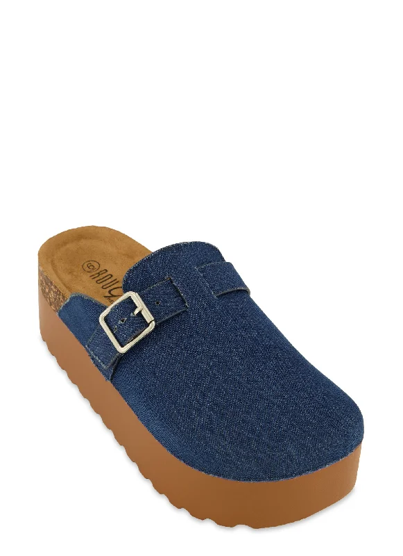Women's eco - friendly organic pants Mom jeans for a nostalgic and casual look Buckle Detail Platform Clogs Women's eco - friendly organic pants Mom jeans for a nostalgic and casual look Buckle Detail Platform Clogs