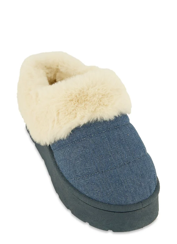 Women's eco - friendly organic pants Mom jeans for a nostalgic and casual look Faux Fur Lined Platform Clogs