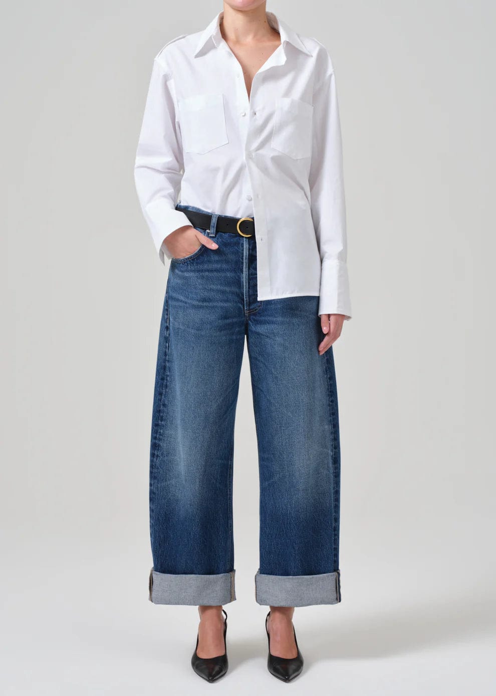 Women's pants for dancing Acid - wash women jeans with a retro finish Ayla Baggy Cuff Jeans - Claremont