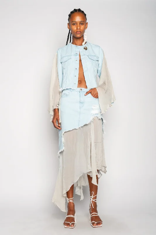 Women's pants for snowboarding Button - fly women jeans with a traditional touch DENIM CHIFFON FITTED JACKET Women's pants for snowboarding Button - fly women jeans with a traditional touch DENIM CHIFFON FITTED JACKET