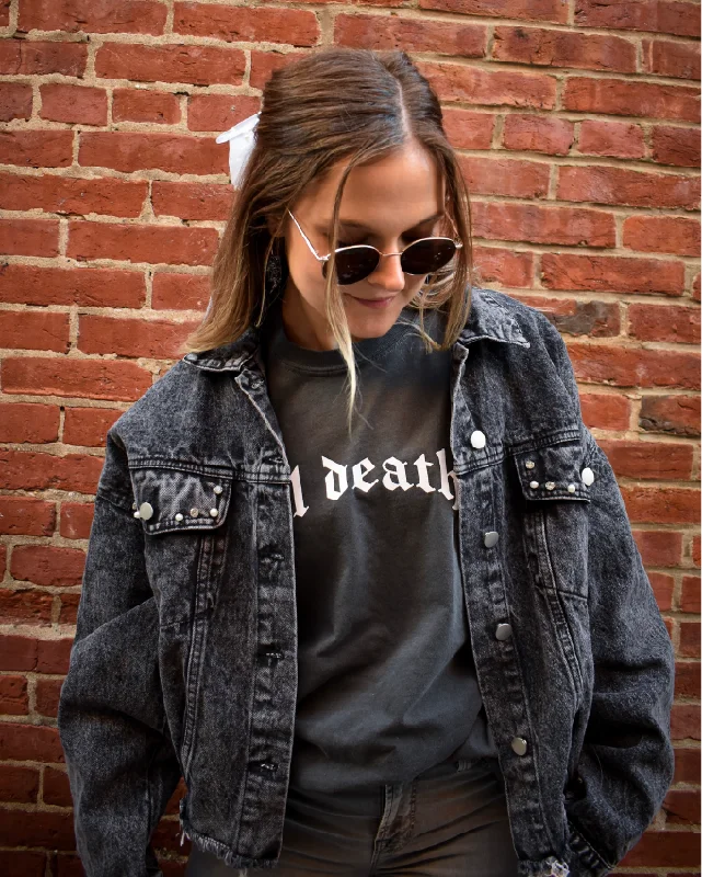 Women's pants with moisture - wicking technology High - rise flare women jeans for a 70s - inspired look Distressed Beaded Denim Jacket Women's pants with moisture - wicking technology High - rise flare women jeans for a 70s - inspired look Distressed Beaded Denim Jacket