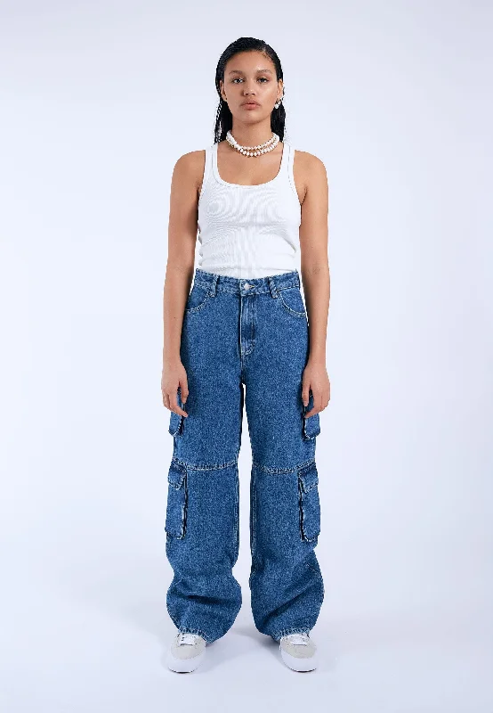 Women's low - rise denim pants Distressed women jeans for a trendy and edgy look Donna Multi Cargo - Stream Mid Retro Women's low - rise denim pants Distressed women jeans for a trendy and edgy look Donna Multi Cargo - Stream Mid Retro