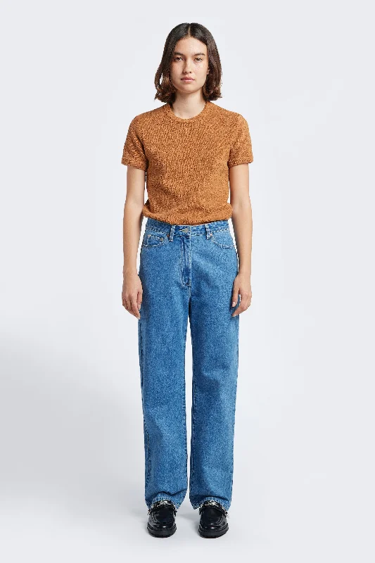 Women's pants for garden parties Colored women jeans in vibrant hues like red and yellow Evade Straight Leg Jean Mid-Wash Women's pants for garden parties Colored women jeans in vibrant hues like red and yellow Evade Straight Leg Jean Mid-Wash