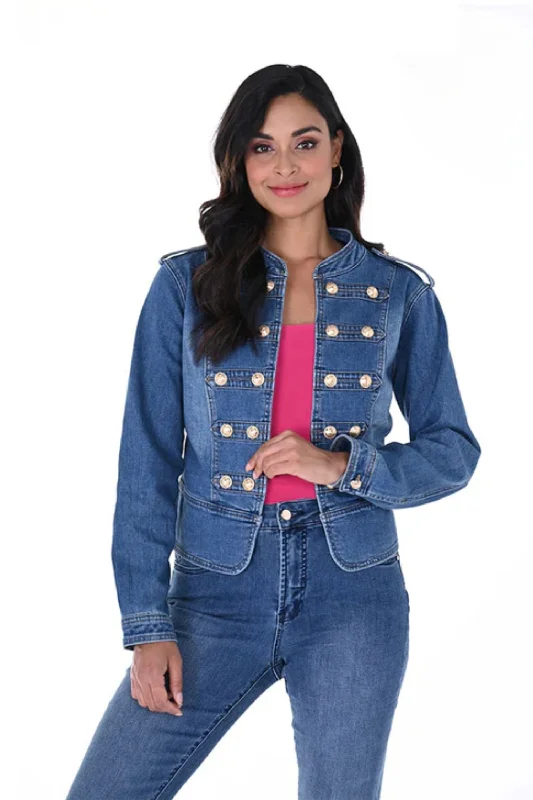 Women's polka - dot dressy pants Distressed women jeans for a trendy and edgy look Frank Lyman - 246204U Military Denim Jacket