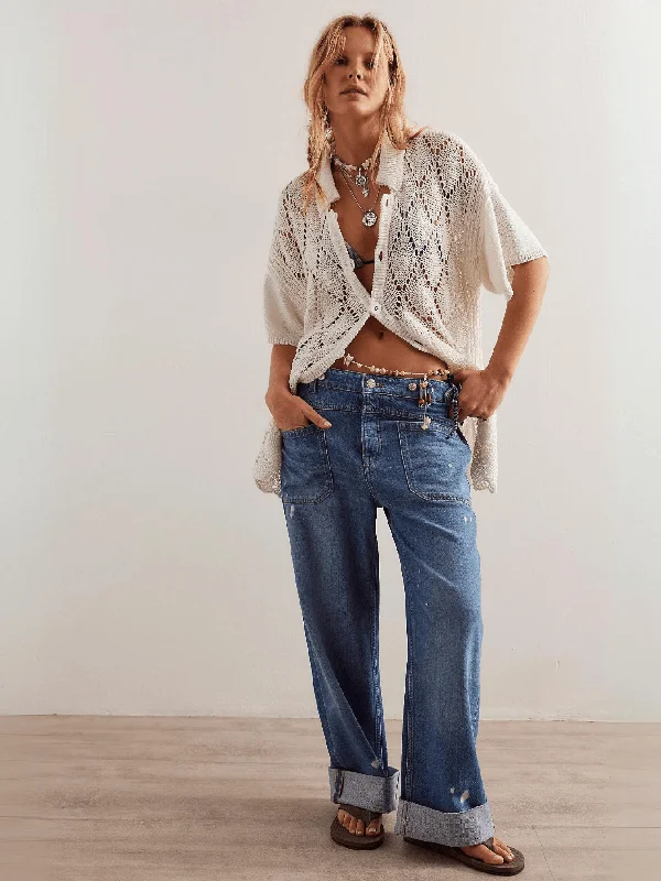 Women's pants for running Wide - leg women jeans for a modern and relaxed vibe Palmer Cuffed Jean - 100 Years