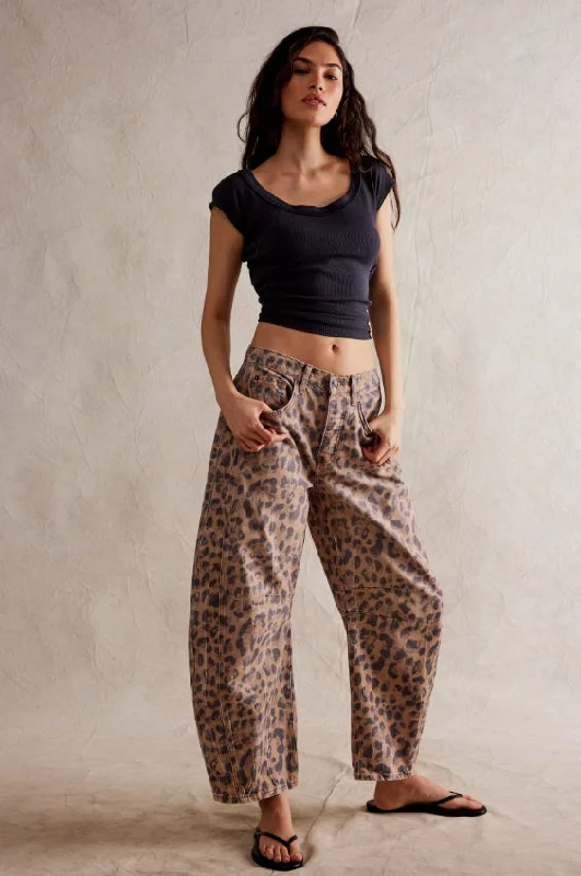 Women's discounted work pants Cargo women jeans with multiple pockets for added functionality Good Luck Printed Barrel