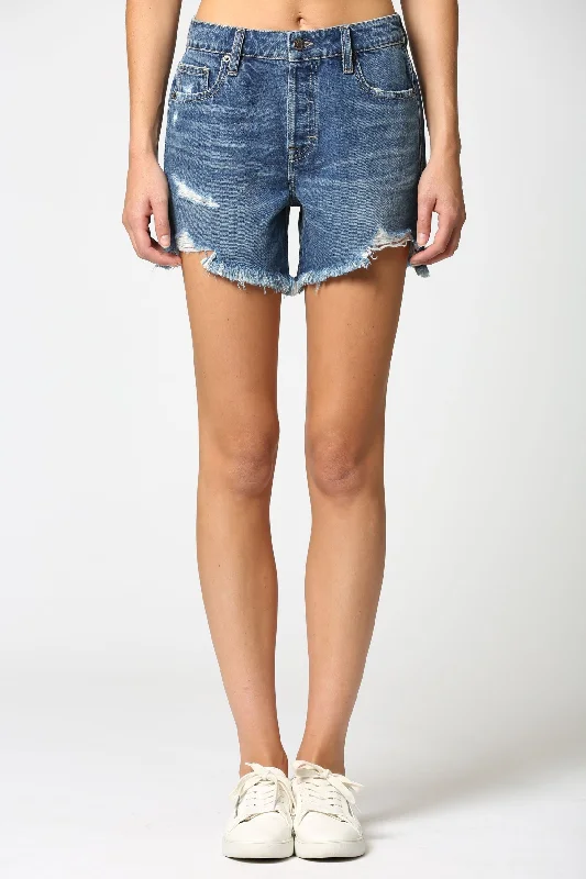 Women's pants for skiing Stretch women jeans for enhanced mobility and comfort Hidden Jeans Sofie High Rise Dark Denim Mom Shorts