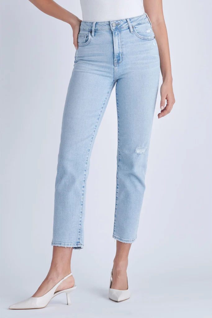 Women's belt - looped work pants Stretch women jeans for enhanced mobility and comfort Hidden Jeans Light Wash Straight Jeans