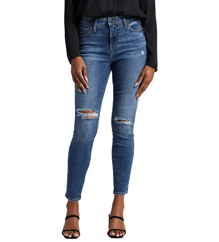 Women's camo outdoor pants Colored women jeans in vibrant hues like red and yellow High Rise Viola Skinny Jean In Byzantine Blue