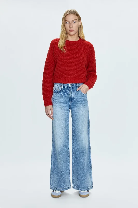 Women's pants for travel Embellished women jeans with studs or rhinestones for a glamorous touch Jadyn Low Slung Palazzo