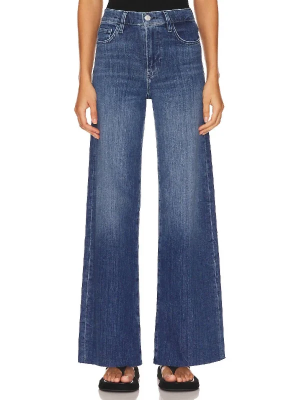 Women's hand - made artisanal pants Acid - wash women jeans with a retro finish Le Slim Palazzo Raw Fray Jeans In Mermaid Women's hand - made artisanal pants Acid - wash women jeans with a retro finish Le Slim Palazzo Raw Fray Jeans In Mermaid