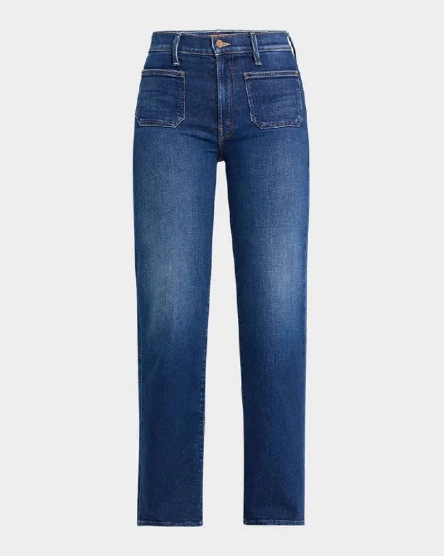 Women's on - sale casual pants Light - wash women jeans for a fresh and summery appearance MOTHER DENIM LIL PATCH POCKET RAMBLER ZIP SNEAK