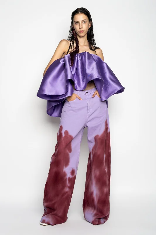 Women's polka - dot dressy pants Distressed women jeans for a trendy and edgy look LILAC AND BURGUNDY TIE DYE BOYFRIEND TROUSERS Women's polka - dot dressy pants Distressed women jeans for a trendy and edgy look LILAC AND BURGUNDY TIE DYE BOYFRIEND TROUSERS