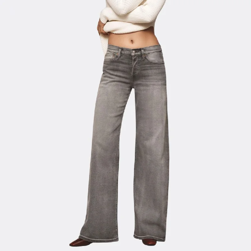 Women's sustainable fashion pants Jeggings women jeans combining the comfort of leggings and style of jeans Mid Rise Wide Leg (Grigio) Women's sustainable fashion pants Jeggings women jeans combining the comfort of leggings and style of jeans Mid Rise Wide Leg (Grigio)