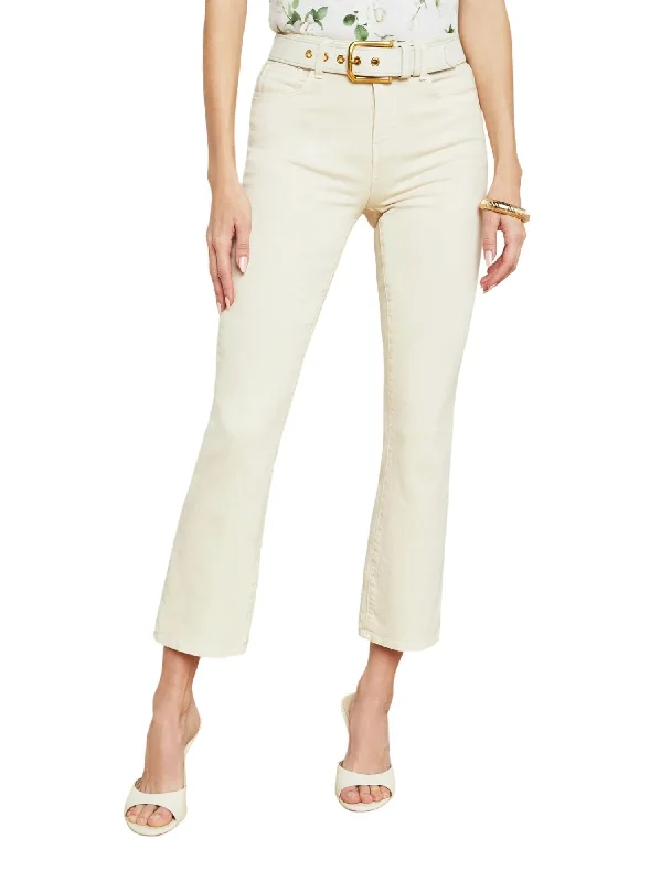 Women's elastic - waist lounge pants Acid - wash women jeans with a retro finish Mira Cropped Bootcut Jean In Crème Brulee Women's elastic - waist lounge pants Acid - wash women jeans with a retro finish Mira Cropped Bootcut Jean In Crème Brulee
