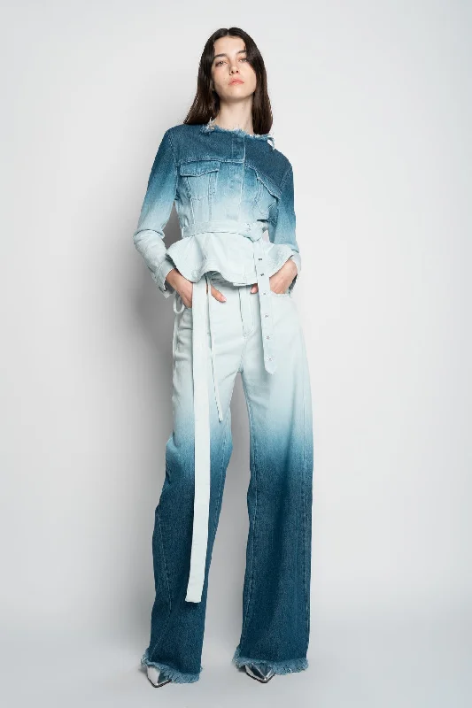 Women's pants for cocktail parties Distressed women jeans for a trendy and edgy look OMBRE DENIM BLUE BOYFRIEND JEANS WITH BELTS Women's pants for cocktail parties Distressed women jeans for a trendy and edgy look OMBRE DENIM BLUE BOYFRIEND JEANS WITH BELTS
