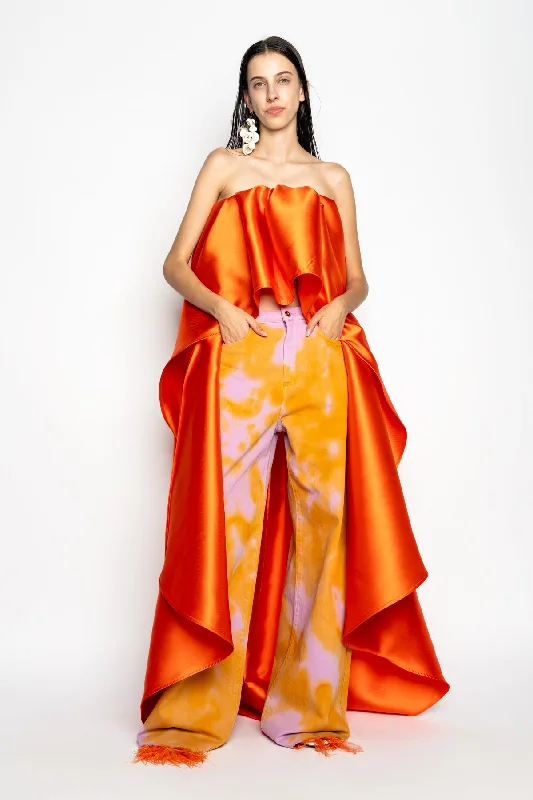 Women's wide - leg dress pants Bootcut women jeans to complement various shoe styles ORANGE AND PINK TIE DYE BOYFRIEND TROUSERS Women's wide - leg dress pants Bootcut women jeans to complement various shoe styles ORANGE AND PINK TIE DYE BOYFRIEND TROUSERS