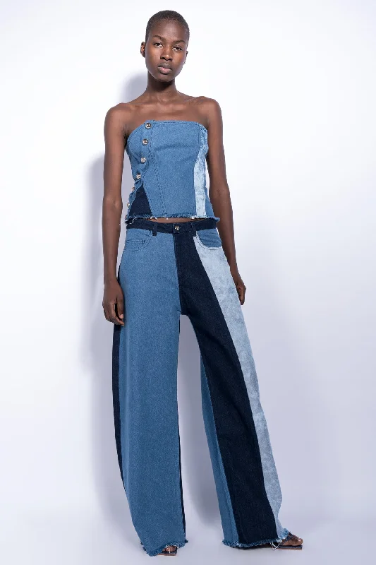 Women's zipper - detail fashion pants Jeggings women jeans combining the comfort of leggings and style of jeans PATCHWORK DENIM BOYFRIEND TROUSERS