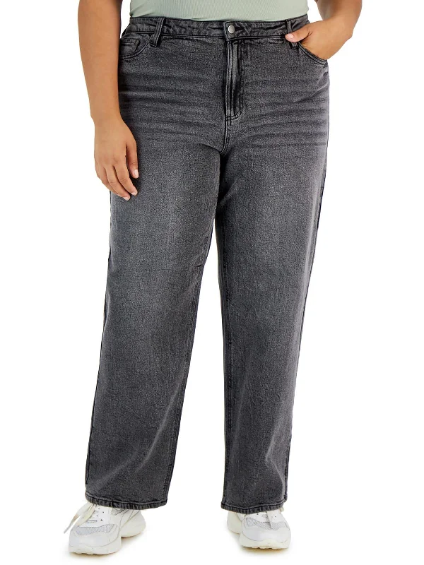 Women's senior - friendly lounge pants Embroidered women jeans with intricate patterns Plus Womens High Rise Baggy Straight Leg Jeans Women's senior - friendly lounge pants Embroidered women jeans with intricate patterns Plus Womens High Rise Baggy Straight Leg Jeans