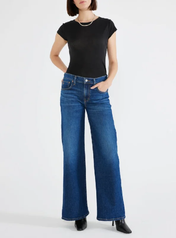 Women's pants for office meetings High - waisted women jeans for a flattering silhouette Romi French Wide Leg - Deep Space