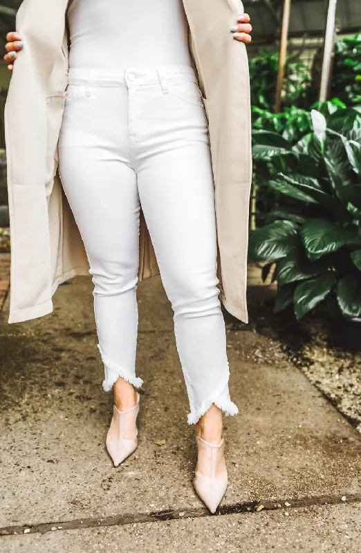 Women's tall - length straight pants Skinny women jeans with a form - fitting design Straight Leg Piece Crop Jean In White Women's tall - length straight pants Skinny women jeans with a form - fitting design Straight Leg Piece Crop Jean In White