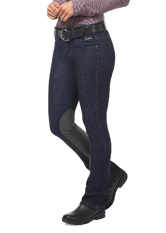 Women's pants for outdoor adventures Dark - wash women jeans for a sophisticated and slimming effect Stretch Denim Extended Knee Patch Bootcut Riding Pant - Tall Women's pants for outdoor adventures Dark - wash women jeans for a sophisticated and slimming effect Stretch Denim Extended Knee Patch Bootcut Riding Pant - Tall