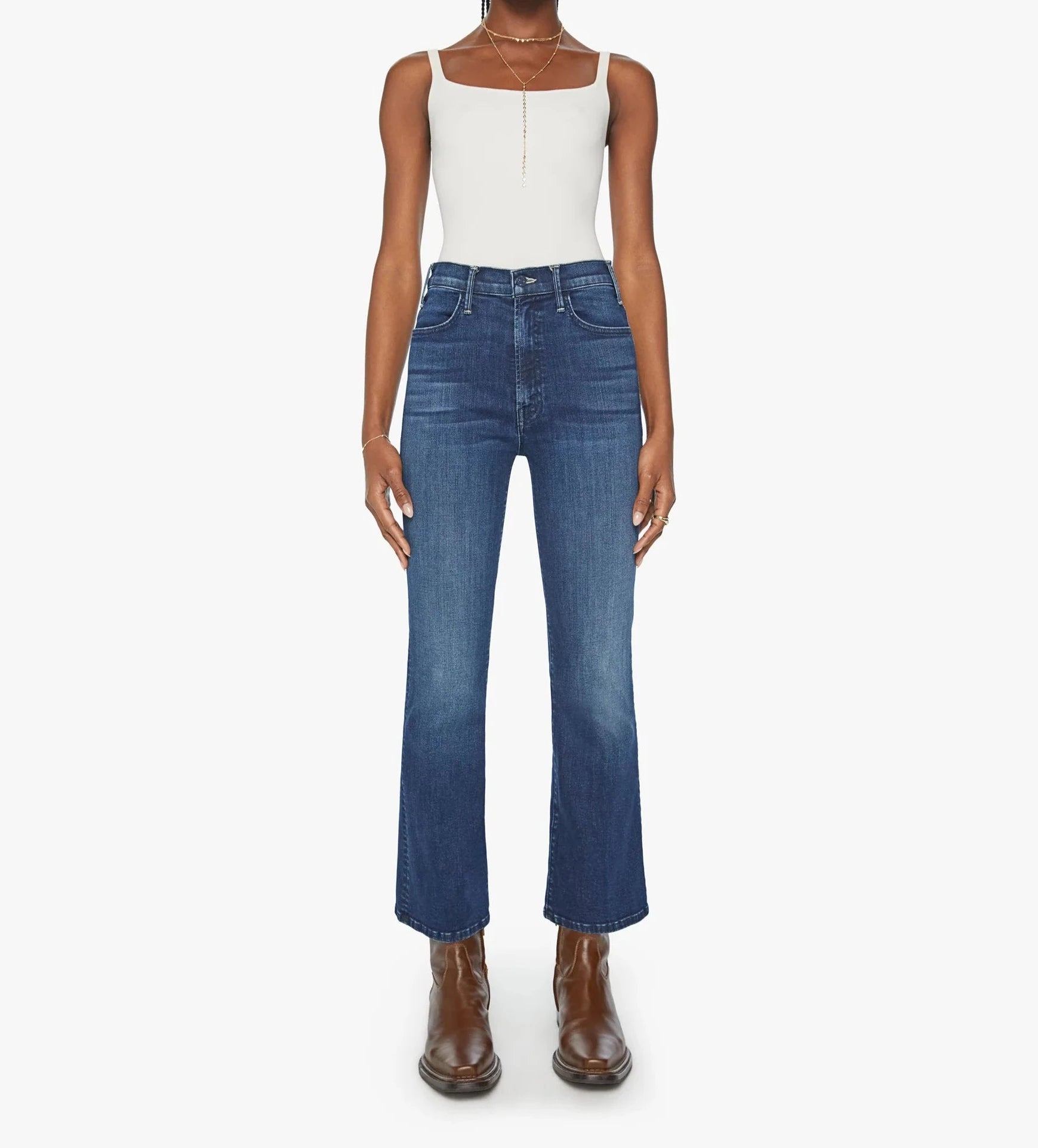 Women's polyester workout pants Button - fly women jeans with a traditional touch MOTHER DENIM THE HUSTLER ANKLE