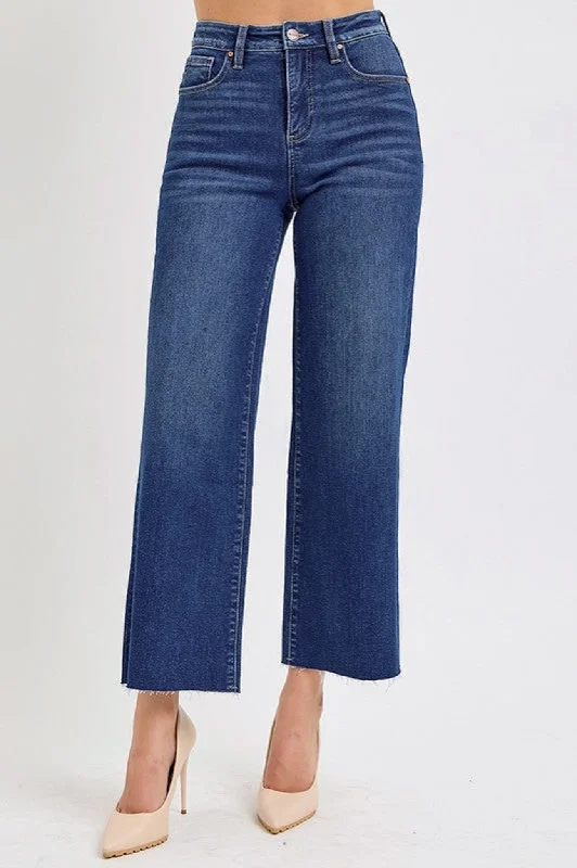 Women's corduroy fall pants Dark - wash women jeans for a sophisticated and slimming effect Tummy Control Dark Wash Cropped Jeans