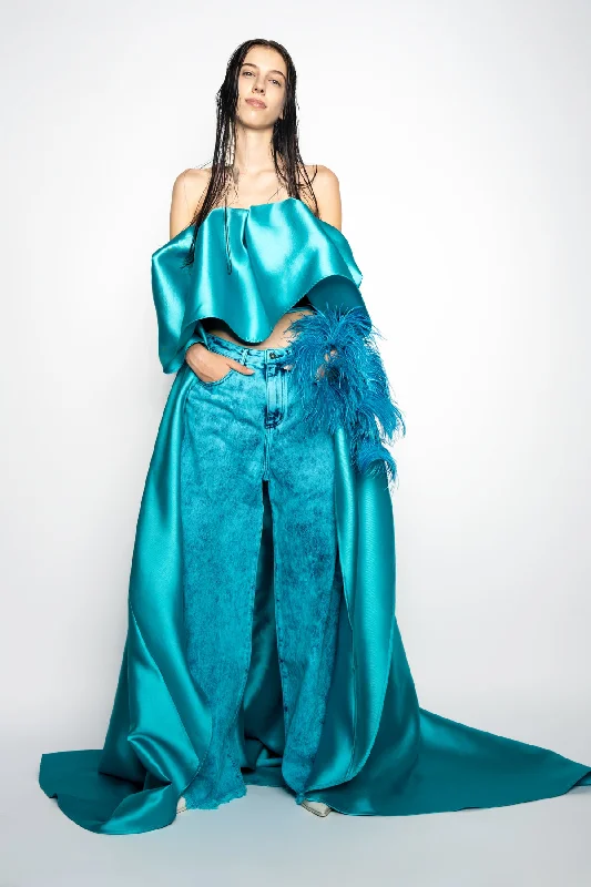 Women's on - sale casual pants Light - wash women jeans for a fresh and summery appearance TURQUOISE DENIM BOYFRIENDS TROUSERS Women's on - sale casual pants Light - wash women jeans for a fresh and summery appearance TURQUOISE DENIM BOYFRIENDS TROUSERS