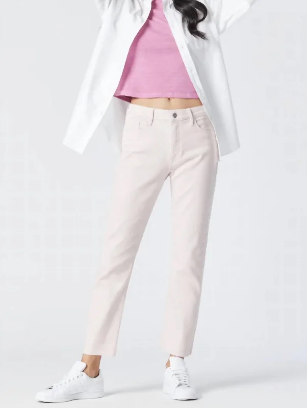Women's summer - weight linen pants High - waisted women jeans for a flattering silhouette Viola Cropped Straight Leg Jeans In Orchid Tint La Vintage