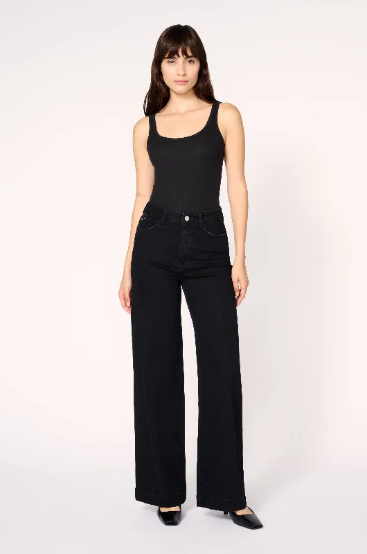 Women's pants for outdoor adventures Dark - wash women jeans for a sophisticated and slimming effect NCE Relaxed Wide Leg - Inkwell